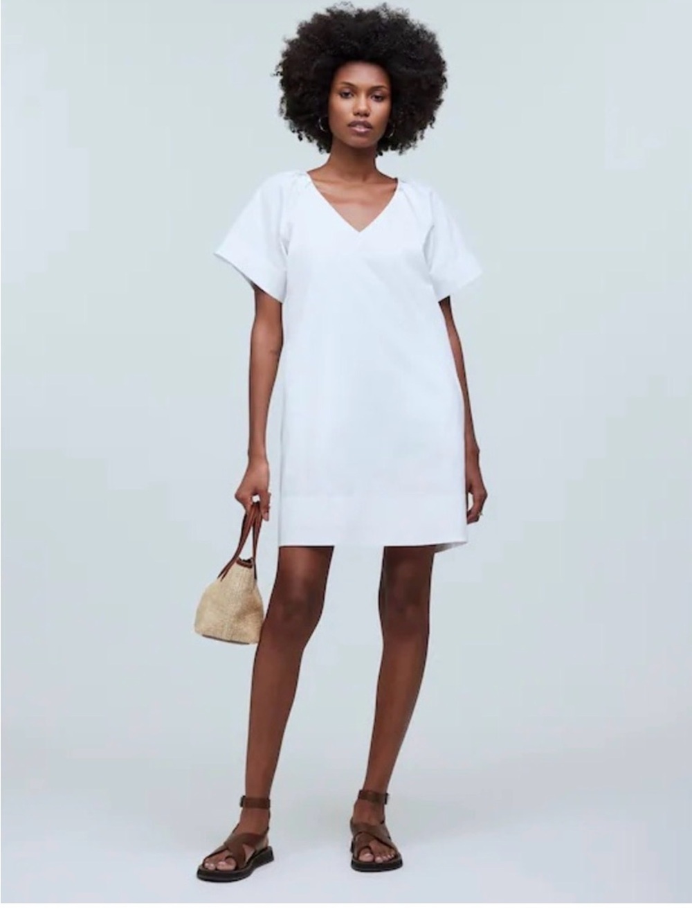 Madewell White V-Neck Mini Dress 100% Cotton